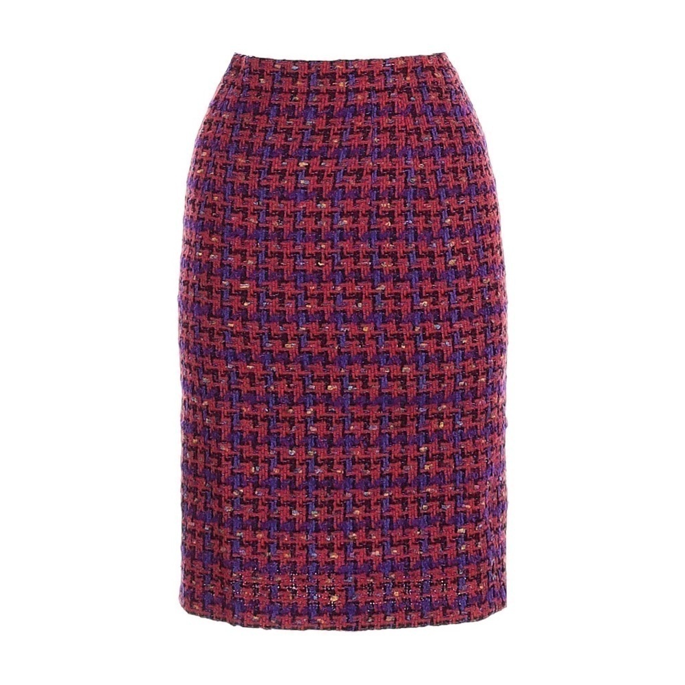 Crisca Vintage Tweed Colorful Pink Virgin Wool Mohair Pencil Skirt Size 38
